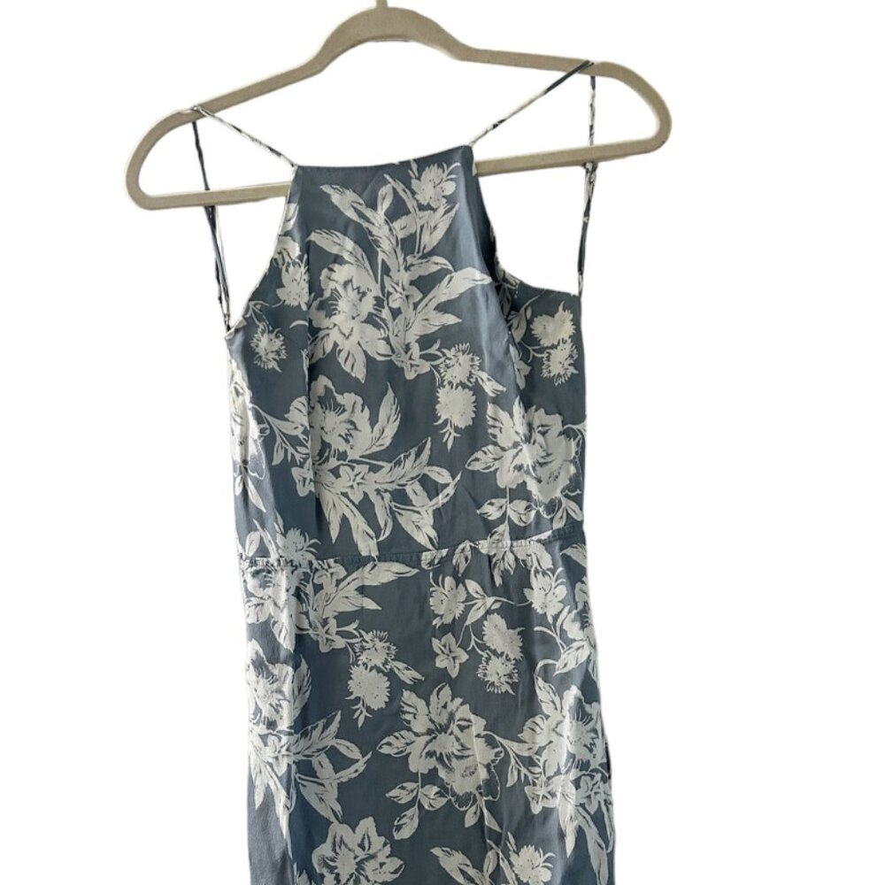 Reformation Blue and White Floral Backless Dress